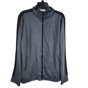 H2H Mens Track Jacket L Active Slim Fit Lightweight Zip Long Sleeve Gray Pocket